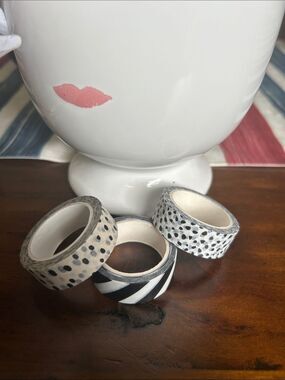 Neutral Black & White Decorative Washi Tape Trio set of 3 like new